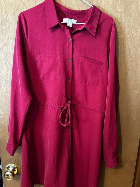 Forever 21 Dresses & Skirts - Forever 21 Essentials Long Sleeve Button-Down Shirt Dress, Size Large